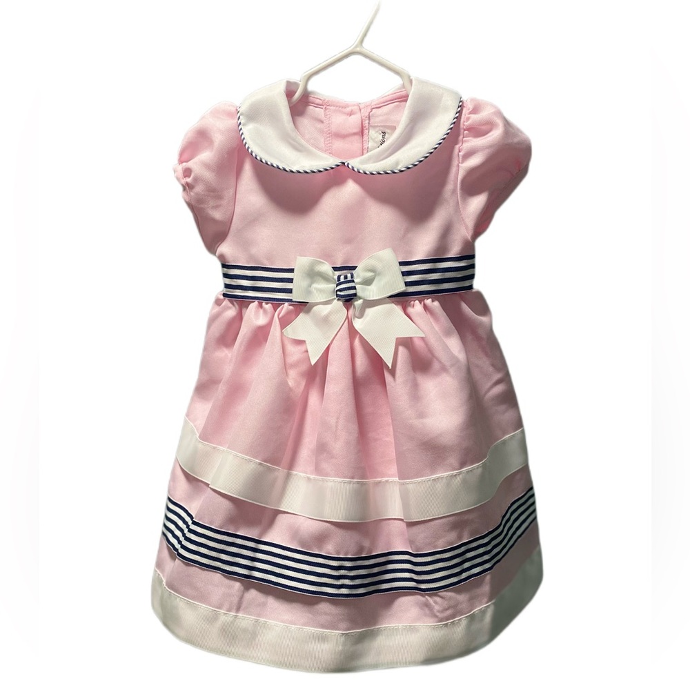 Rare Editions, 18 months, pink white and blue dress